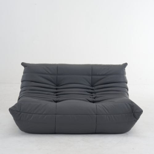 Gris foncé Canapé 2 Places "Olympe" Finition Cuir - Design Signature Maison Lysea