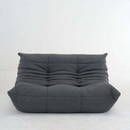 Gris foncé Canapé 2 Places "Olympe" Finition Cuir - Design Signature Maison Lysea