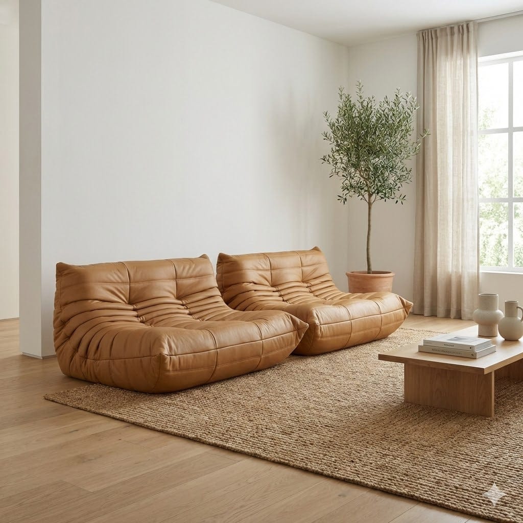Canapé 2 Places "Olympe" Finition Cuir - Design Signature Maison Lysea