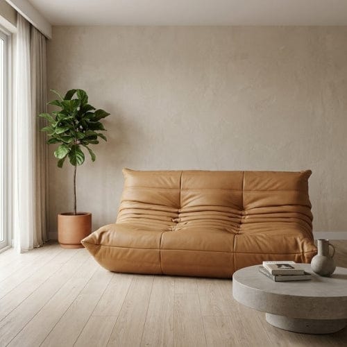 Canapé 2 Places "Olympe" Finition Cuir - Design Signature Maison Lysea