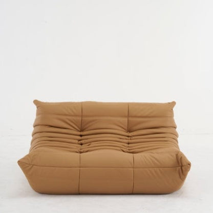Marron Canapé 2 Places "Olympe" Finition Cuir - Design Signature Maison Lysea