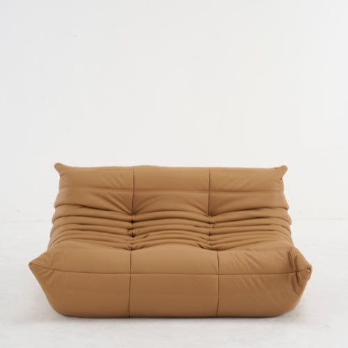 Marron Canapé 2 Places "Olympe" Finition Cuir - Design Signature Maison Lysea