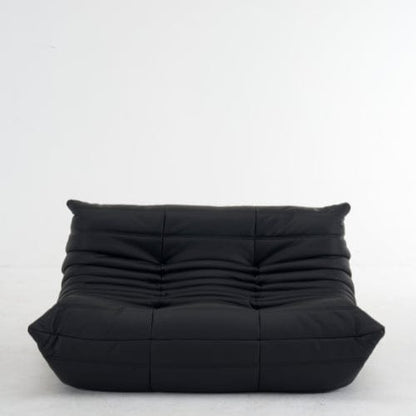 Noir Canapé 2 Places "Olympe" Finition Cuir - Design Signature Maison Lysea