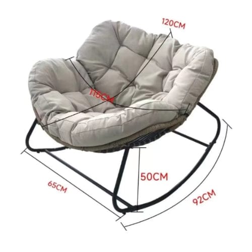 Chaise Longue à Bascule en Rotin & Chanvre | Fauteuil Relax Design Maison Lysea
