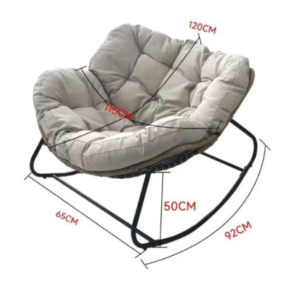 Chaise Longue à Bascule en Rotin & Chanvre | Fauteuil Relax Design Maison Lysea