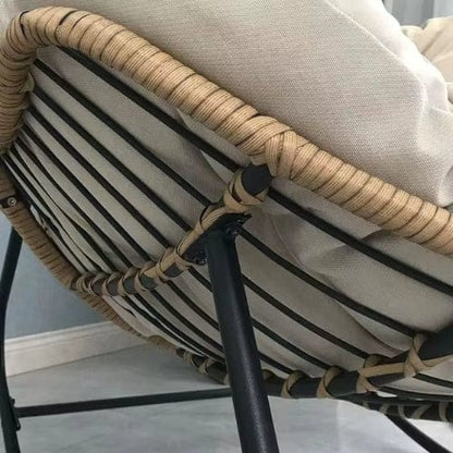 Chaise Longue à Bascule en Rotin & Chanvre | Fauteuil Relax Design Maison Lysea