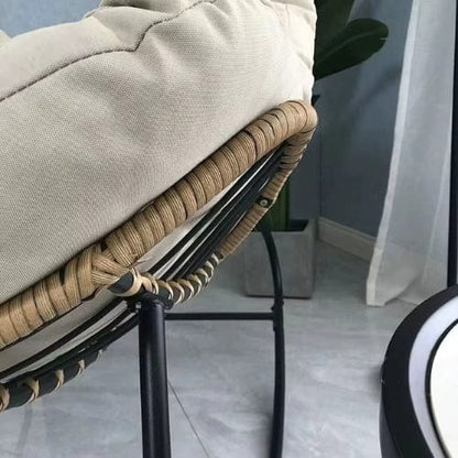 Chaise Longue à Bascule en Rotin & Chanvre | Fauteuil Relax Design Maison Lysea