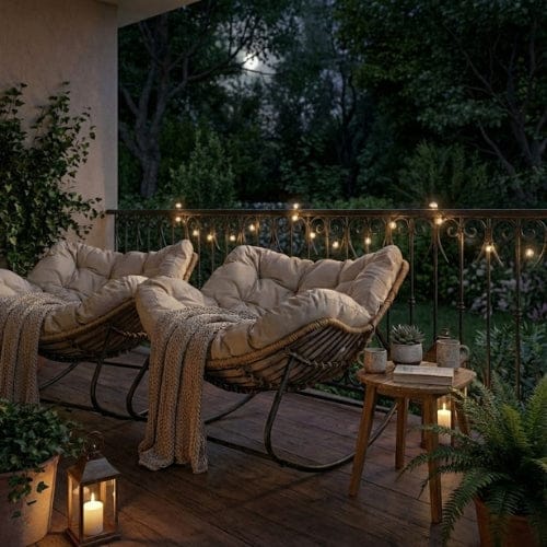 Chaise Longue à Bascule en Rotin & Chanvre | Fauteuil Relax Design Maison Lysea