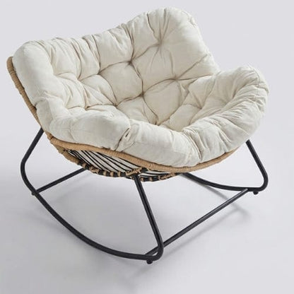 Chaise Longue à Bascule en Rotin & Chanvre | Fauteuil Relax Design Maison Lysea