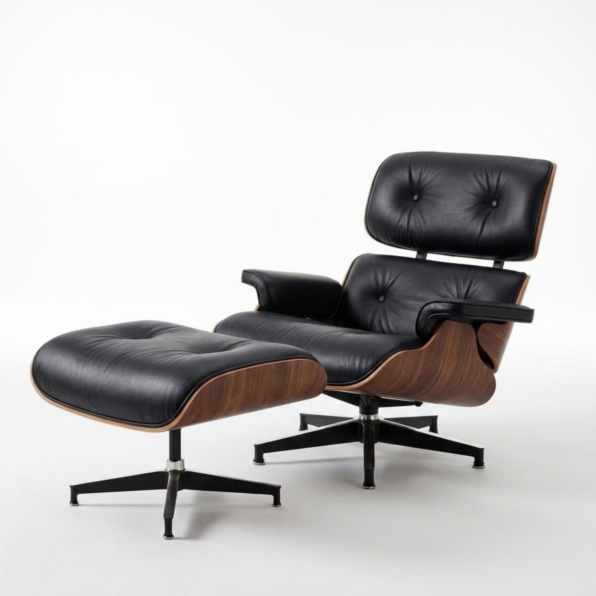 Fauteuil de salon inclinable en Cuir Noir et Bois | Finition artisanale haut de gamme Maison Lysea