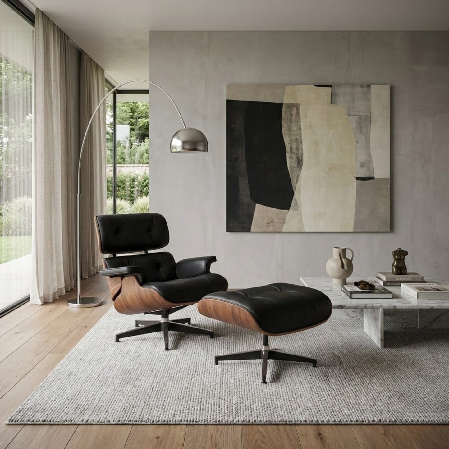 Fauteuil de salon inclinable en Cuir Noir et Bois | Finition artisanale haut de gamme Maison Lysea
