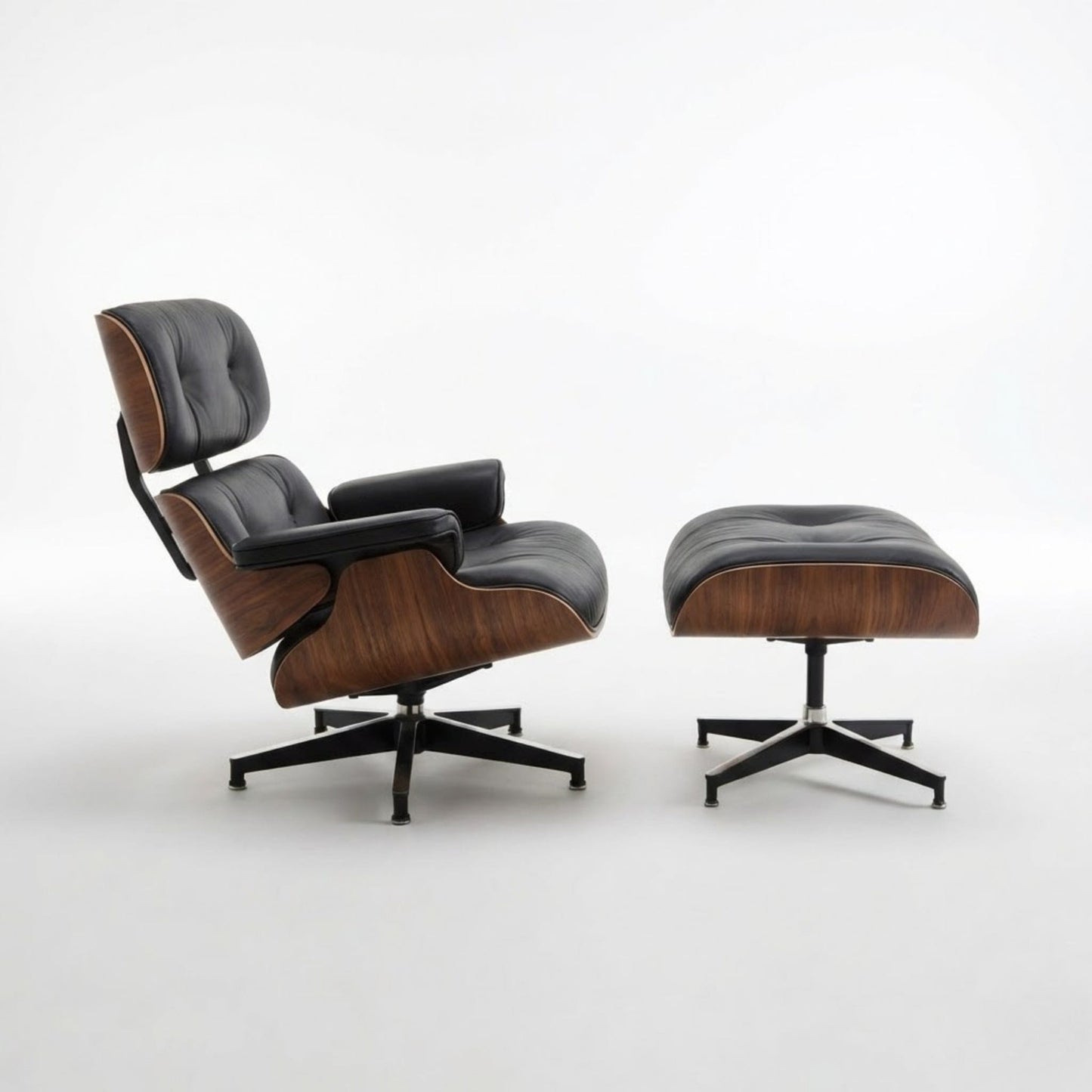 Fauteuil de salon inclinable en Cuir Noir et Bois | Finition artisanale haut de gamme Maison Lysea