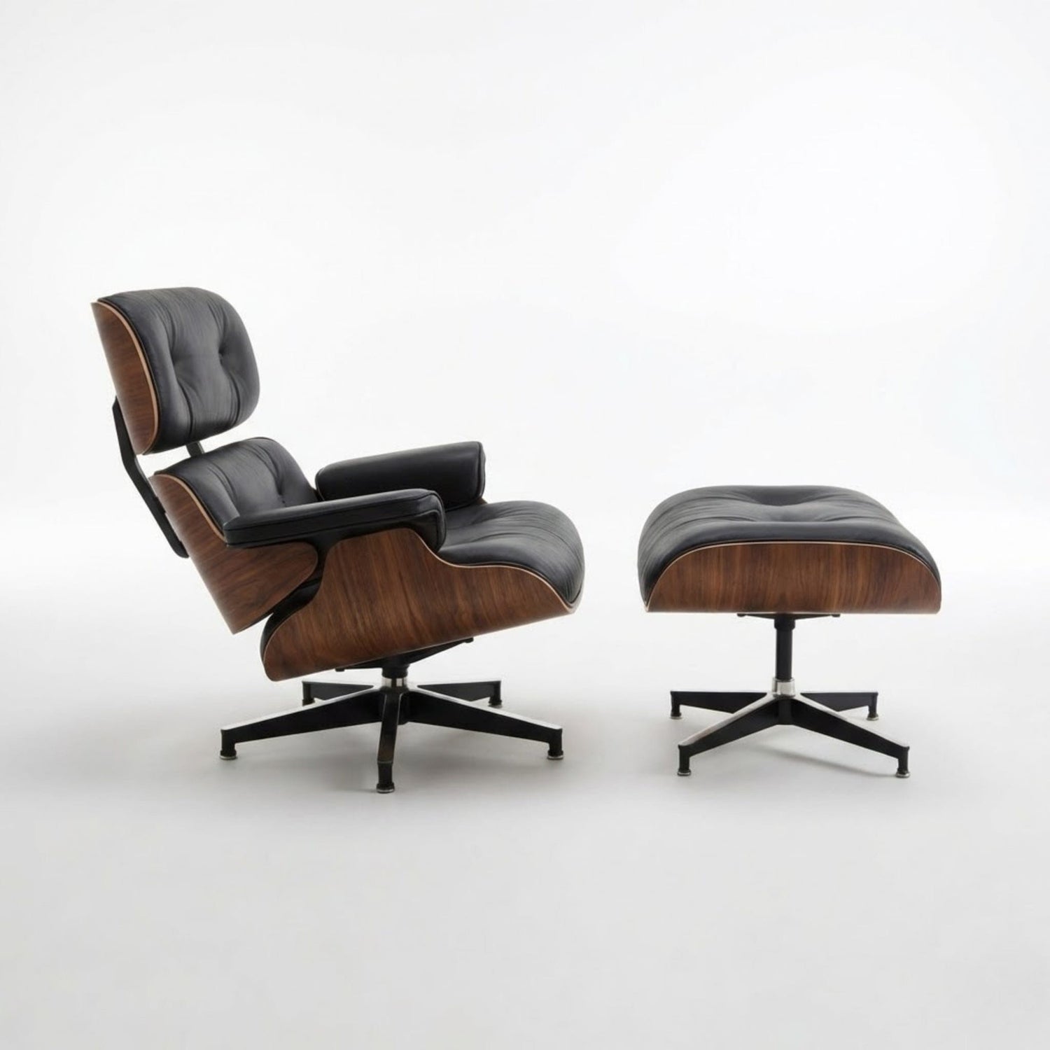 Fauteuil de salon inclinable en Cuir Noir et Bois | Finition artisanale haut de gamme Maison Lysea