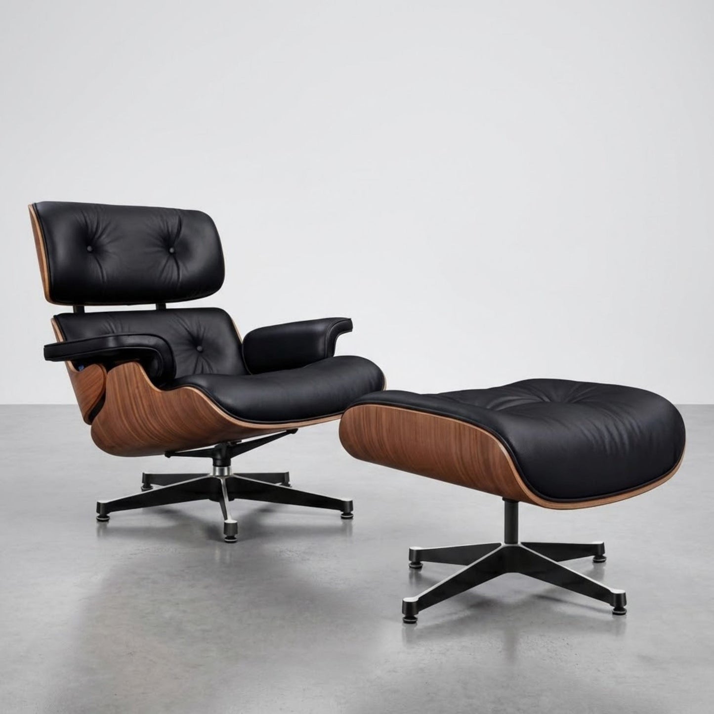 Fauteuil de salon inclinable en Cuir Noir et Bois | Finition artisanale haut de gamme Maison Lysea