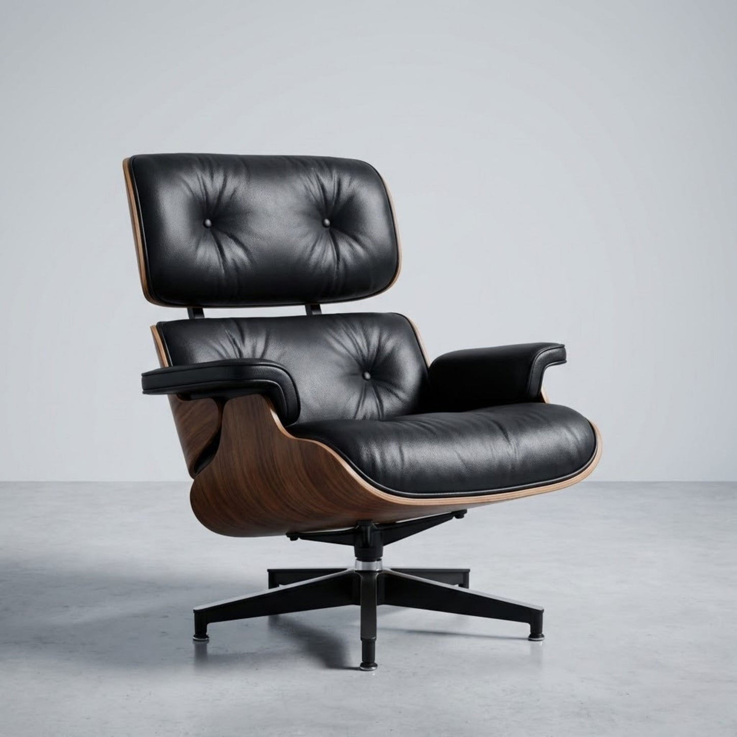 Fauteuil de salon inclinable en Cuir Noir et Bois | Finition artisanale haut de gamme Maison Lysea