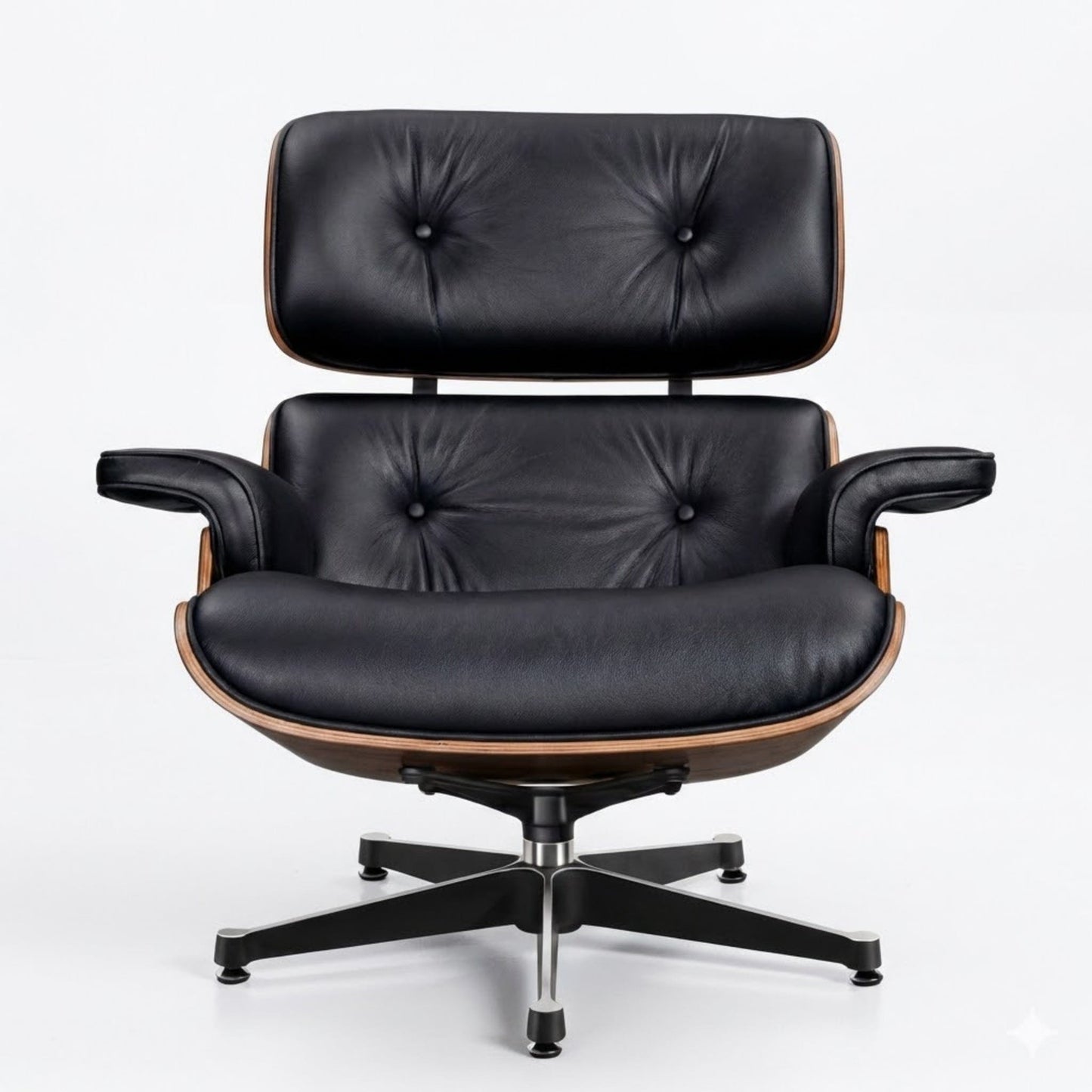 Fauteuil de salon inclinable en Cuir Noir et Bois | Finition artisanale haut de gamme Maison Lysea