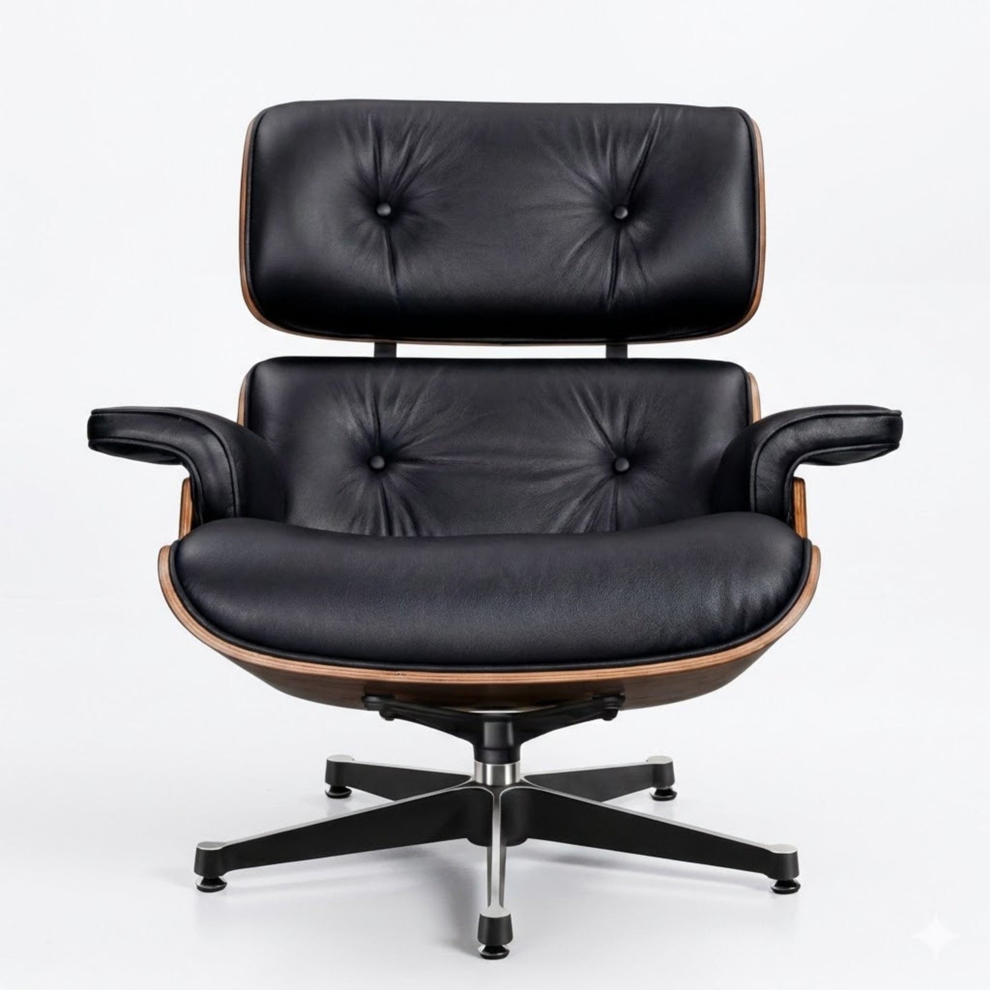 Fauteuil de salon inclinable en Cuir Noir et Bois | Finition artisanale haut de gamme Maison Lysea