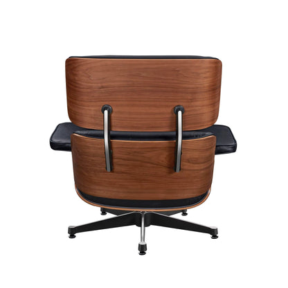Fauteuil de salon inclinable en Cuir Noir et Bois | Finition artisanale haut de gamme Maison Lysea