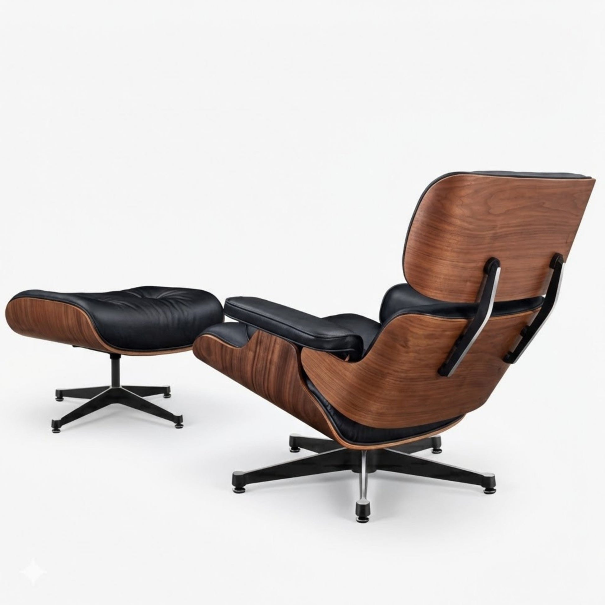 Fauteuil de salon inclinable en Cuir Noir et Bois | Finition artisanale haut de gamme Maison Lysea