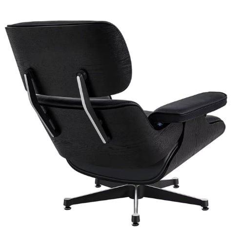Fauteuil design inclinable en Cuir Noir | Fauteuil de salon Moderne artisanale Maison Lysea