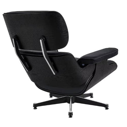 Fauteuil design inclinable en Cuir Noir | Fauteuil de salon Moderne artisanale Maison Lysea
