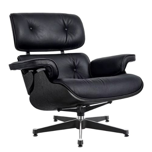 Fauteuil design inclinable en Cuir Noir | Fauteuil de salon Moderne artisanale Maison Lysea