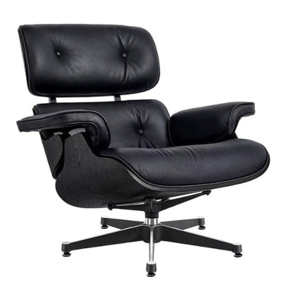 Fauteuil design inclinable en Cuir Noir | Fauteuil de salon Moderne artisanale Maison Lysea