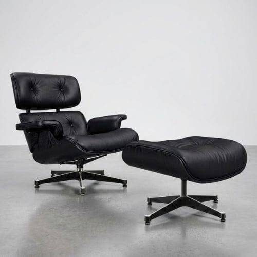 Fauteuil design inclinable en Cuir Noir | Fauteuil de salon Moderne artisanale Maison Lysea