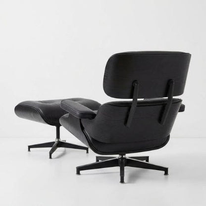 Fauteuil design inclinable en Cuir Noir | Fauteuil de salon Moderne artisanale Maison Lysea