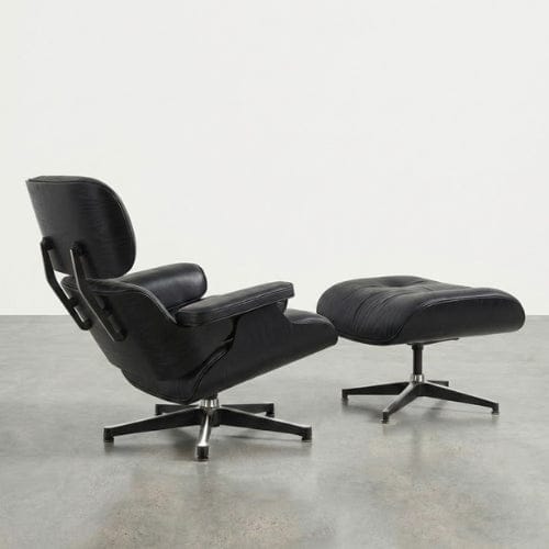 Fauteuil design inclinable en Cuir Noir | Fauteuil de salon Moderne artisanale Maison Lysea