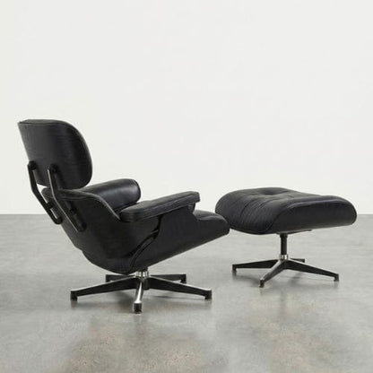 Fauteuil design inclinable en Cuir Noir | Fauteuil de salon Moderne artisanale Maison Lysea