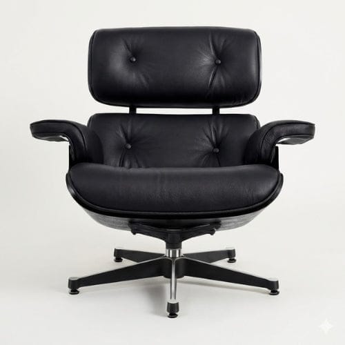 Fauteuil design inclinable en Cuir Noir | Fauteuil de salon Moderne artisanale Maison Lysea