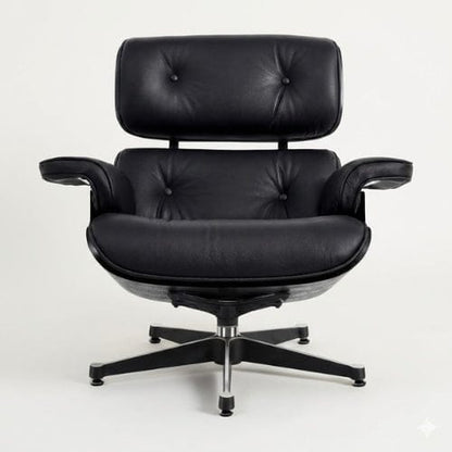 Fauteuil design inclinable en Cuir Noir | Fauteuil de salon Moderne artisanale Maison Lysea