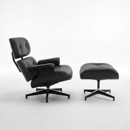 Fauteuil design inclinable en Cuir Noir | Fauteuil de salon Moderne artisanale Maison Lysea