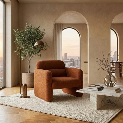 Orange Fauteuil Design scandinave en Laine d'agneau | Fauteuil de salon Maison Lysea