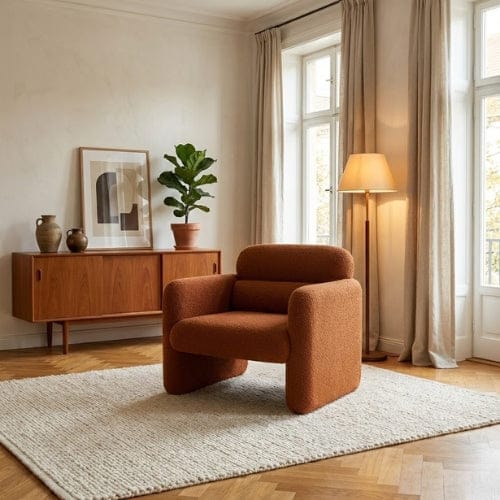 Orange Fauteuil Design scandinave en Laine d'agneau | Fauteuil de salon Maison Lysea