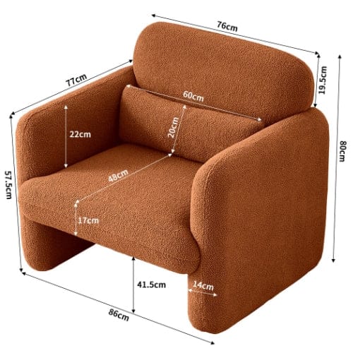 Orange Fauteuil Design scandinave en Laine d'agneau | Fauteuil de salon Maison Lysea
