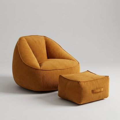 Abricot avec repose pied Fauteuil moderne en Velours Côtelé & Repose-pieds Maison Lysea