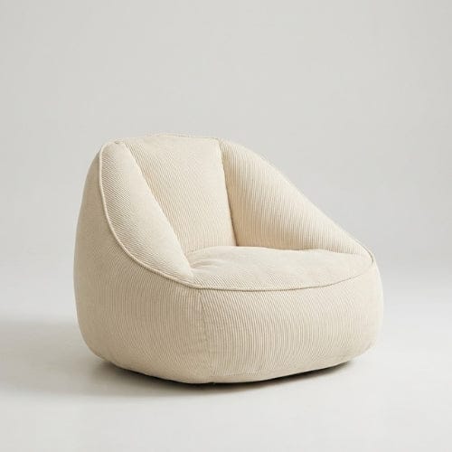 Blanc Fauteuil moderne en Velours Côtelé & Repose-pieds Maison Lysea