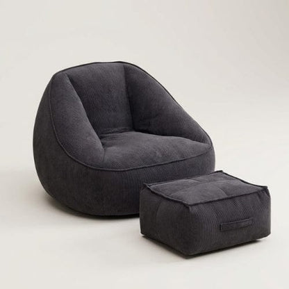 Gris foncé avec repose pied Fauteuil moderne en Velours Côtelé & Repose-pieds Maison Lysea