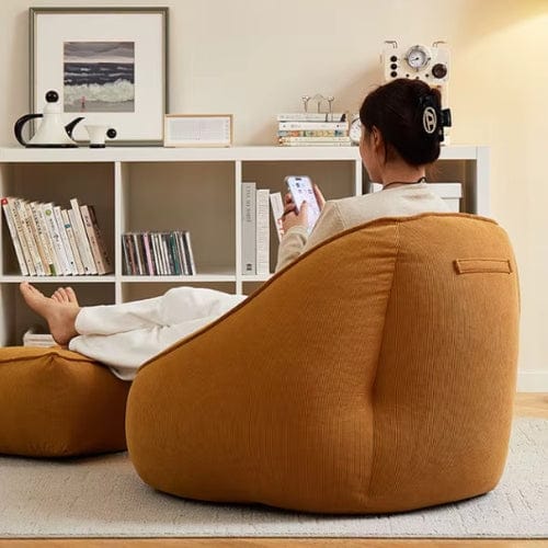 Fauteuil moderne en Velours Côtelé & Repose-pieds Maison Lysea