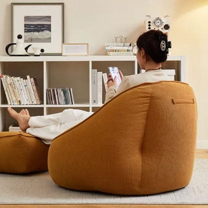 Fauteuil moderne en Velours Côtelé & Repose-pieds Maison Lysea