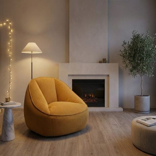 Fauteuil moderne en Velours Côtelé & Repose-pieds Maison Lysea