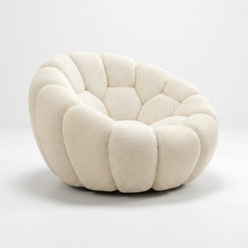 Blanc / Canapé Fauteuil Nuage doux rembourré - Fauteuil Moderne rotatif 360 Maison Lysea