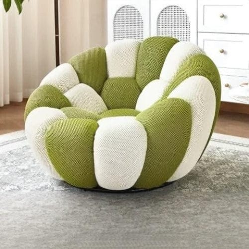 Blanc et Vert / Canapé Fauteuil Nuage doux rembourré - Fauteuil Moderne rotatif 360 Maison Lysea