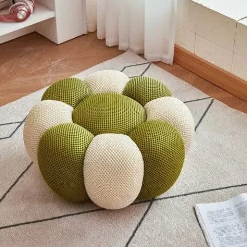 Blanc et Vert / Petit pouf rond Fauteuil Nuage doux rembourré - Fauteuil Moderne rotatif 360 Maison Lysea