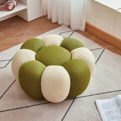 Blanc et Vert / Petit pouf rond Fauteuil Nuage doux rembourré - Fauteuil Moderne rotatif 360 Maison Lysea