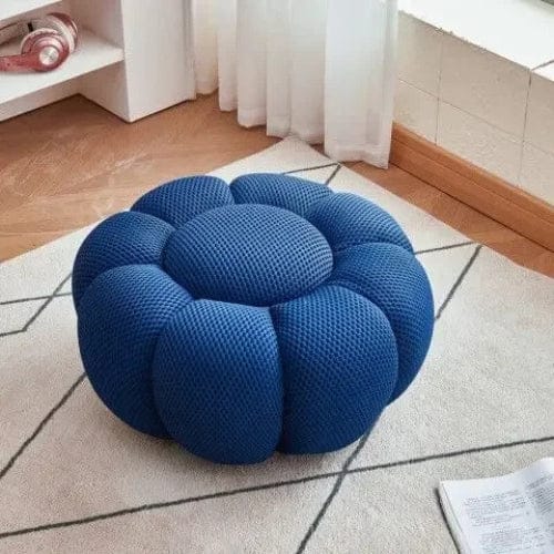 Bleu marine / Petit pouf rond Fauteuil Nuage doux rembourré - Fauteuil Moderne rotatif 360 Maison Lysea