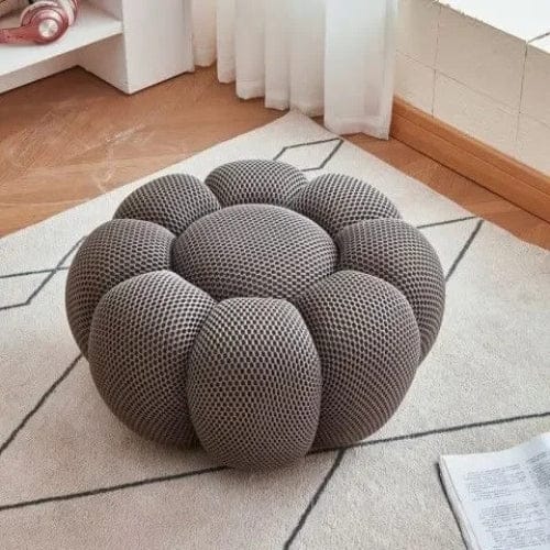 Gris / Petit pouf rond Fauteuil Nuage doux rembourré - Fauteuil Moderne rotatif 360 Maison Lysea