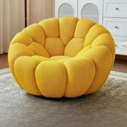 Jaune / Canapé Fauteuil Nuage doux rembourré - Fauteuil Moderne rotatif 360 Maison Lysea